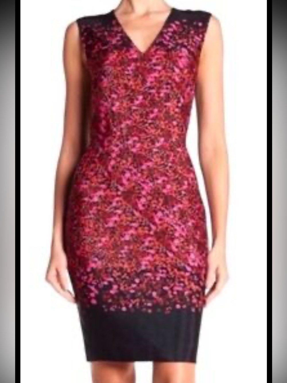 Cynthia Steffe Black Dress with Pink & Red Floral Print NWT SIZE 12